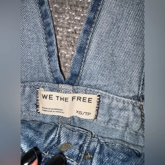 FREE PEOPLE EDDIE DENIM OVERALL MINI DRESS SKIRTALL XS NWT - Picture 12 of 15